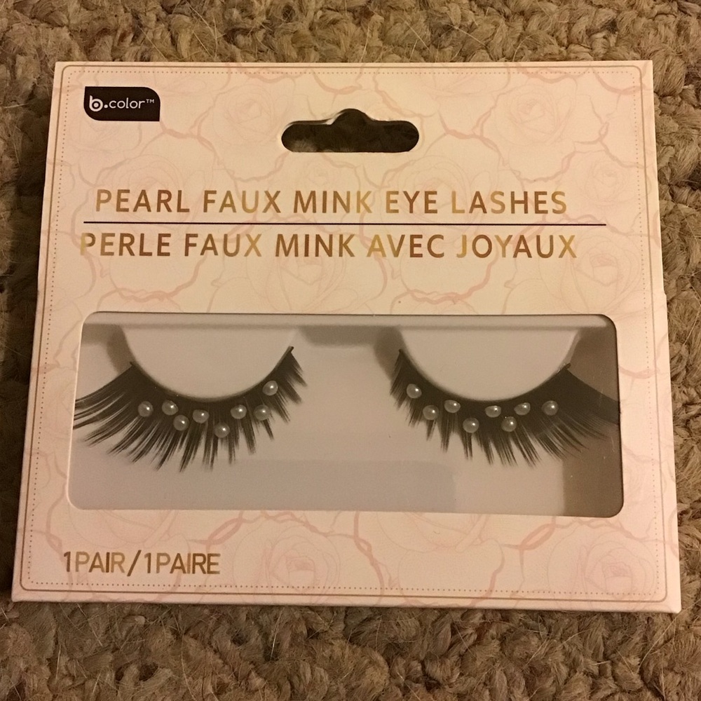 B COLOR FAUX PEARL MINK FALSE EYELASHES NIB BLACK